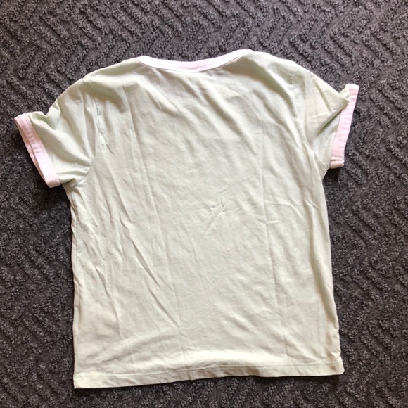 Divided Pastel Green and White Short Sleeve Tee - Picture 6 of 7